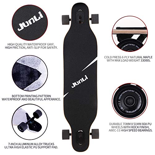 Junli 41 Inch Freeride Longboard Complete Skateboard Grey Zone