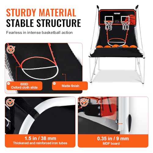 VEVOR Foldable Indoor Basketball Arcade Game 2 Player with 8 Game Modes & Scoreboard