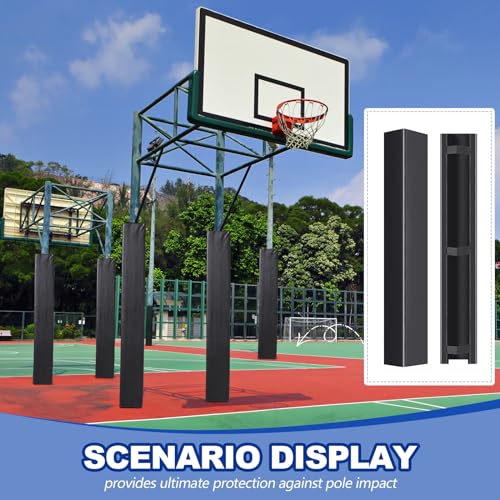 Basketball Pole Pad 4 Ft Square Garage Padding Impact Protection Black