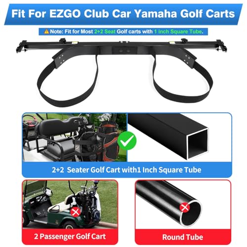 Universal Stainless Steel Golf Cart Bag Holder for EZGO, Club Car, Yamaha 2+2 Rear Seat