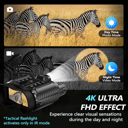 Dsoon Black Night Vision Goggles, Rechargeable Head-Mounted Binoculars with 32GB TF Card, 8X Zoom, Up to 1312FT Range