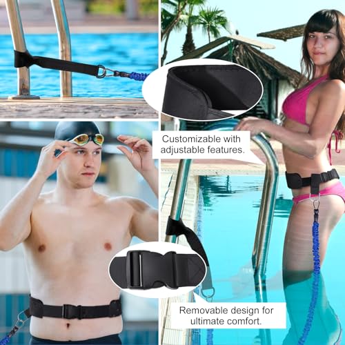 Blue Adjustable Swimming Resistance Belt 8-25FT for Pool Training