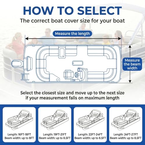 YimSting Waterproof 1200D Pontoon Boat Cover 22-24 ft Gray, Fits Up to 8.5 ft Beam
