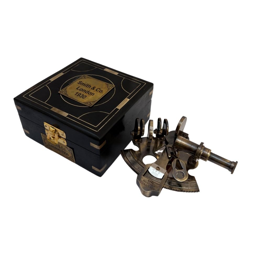 Vintage Brass Sextant Kelvin and Hughes 1930 – Nautical Navigation Instrument with Wooden Box by Smith & Co London Maritime Collectible Educational Gift