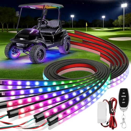 6 Pack Golf Cart LED Underglow Light Kit with 28 Modes, Music Sync, Waterproof, Fits EZGO Club Car Yamaha