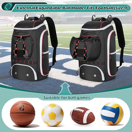 Smasrob Football Backpack with External Ball Holder - Black