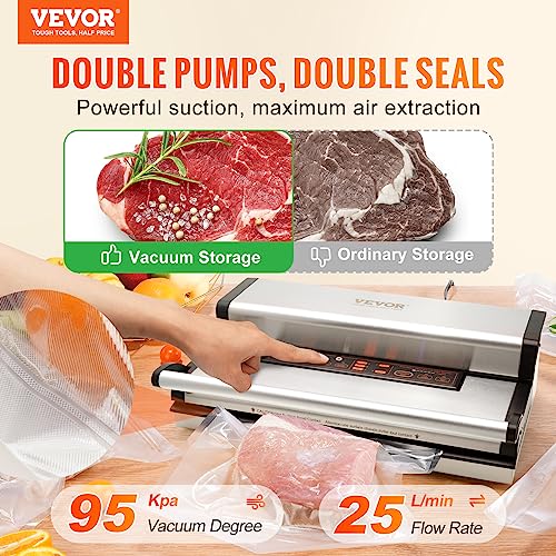 Vacuum Sealer Machine 95Kpa 350W Dual Pump & Sealing System for Food Storage