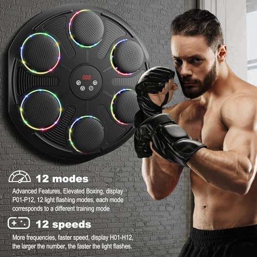Wall-Mounted Boxing Punching Bag with LED Display & Gloves - Home Gym Fitness Equipment