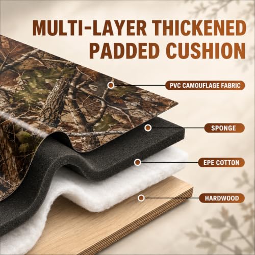 FUNHORUN Camouflage Hunting Chair with 360° Swivel & Storage Bag - Stable & Portable Seat for Hunting
