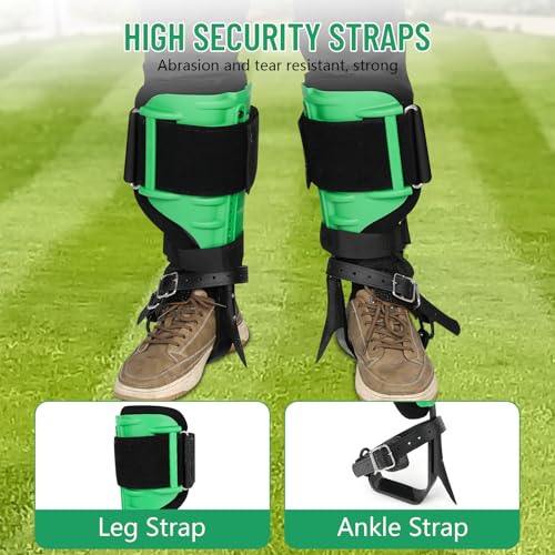 Green Alloy Steel Tree Climbing Spikes - Support 350lbs, Adjustable & Durable