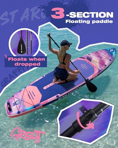 Starcity Rainbow 11'6" x 35" x 6" Inflatable Stand Up Paddle Board - Extra Wide, 450lb Capacity for Stable Lake Paddling, Beginner Friendly