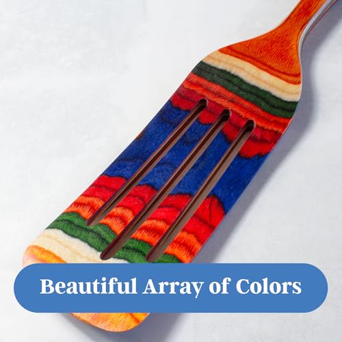 Colorful Wooden Spatula 13-Inch Kitchen Utensil for Cooking & Flipping