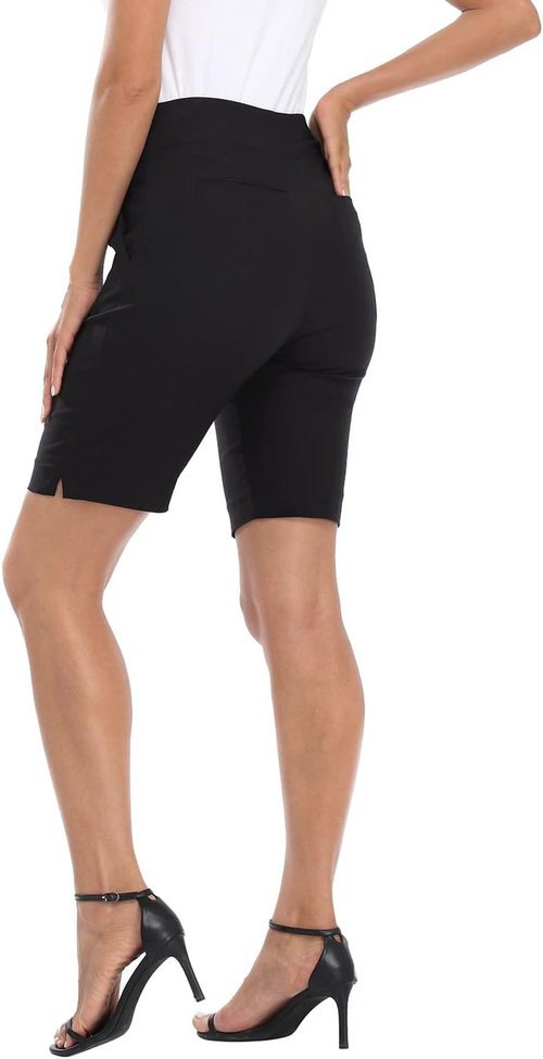 HDE Women's Bermuda Shorts - Mid Rise Design with Pockets | 10" Inseam for Comfort