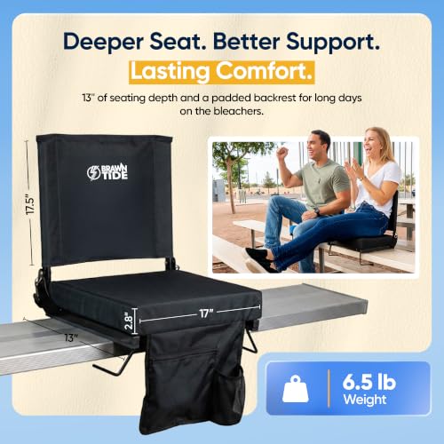 BRAWNTIDE Black Compact Premium Stadium Seat 2-Pack - Long Bleacher Comfort