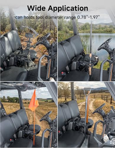 KEMIMOTO UTV Under Seat Bow & Tool Rack Auto-Grip Mount for Hunting & Off-Road