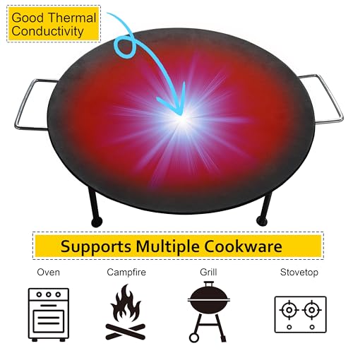 18-Inch Cast Iron Campfire Grill Pan with Carrier Bag - Outdoor & Indoor Use