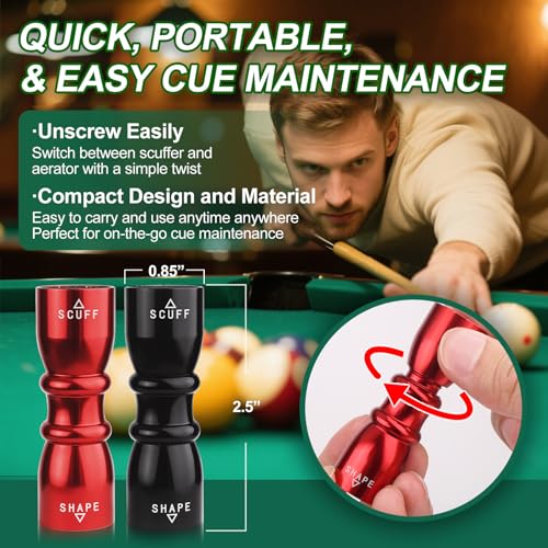 Pool Cue Tip Repair Kit 3-in-1 Shaper, Scuffer & Aerator for Billiards