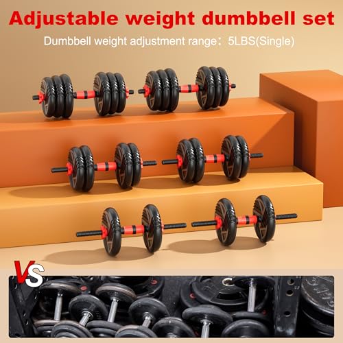 TRAKMAXI 45LB Adjustable 5-in-1 Dumbbell Set - Home Gym Fitness Equipment