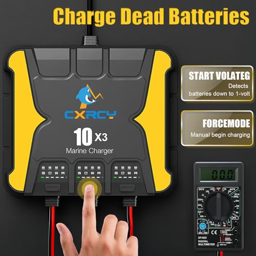 12V 30A Marine Battery Charger 3 Bank Waterproof Smart Maintainer - CXRCY 30A (10A/Bank)