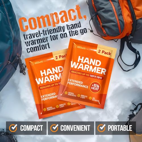 Disposable Hand Warmers Pack of 50 Pairs - Up to 11 Hours Heat, TSA Approved