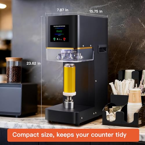 White Commercial Soda Can Sealer Machine, Adjustable Height, Automatic Can Sealer for Aluminum & Plastic Cans