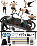 HOTWAVE 20-in-1 Portable Foldable Push Up Board Kit with 8 Resistance Bands, Black
