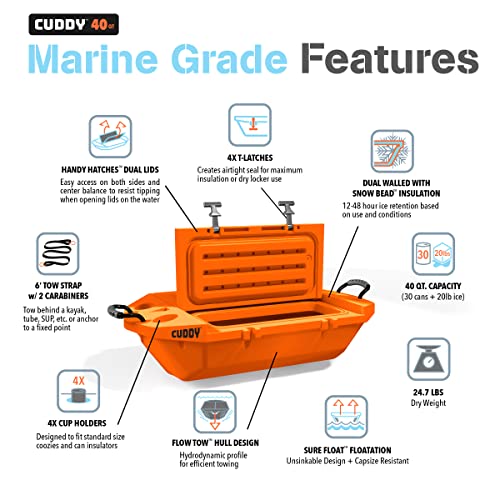 GoSports Outdoors 40QT Floating Cooler Orange - Amphibious Dry Storage for Water & Land