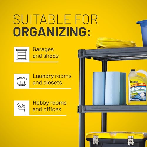 Plano Heavy Duty Plastic Storage Shelves 5-Shelf 1000lb Capacity - Garage, Pantry, Office, Closet