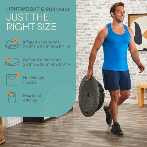 Lifepro Horizon Half Balance Ball Trainer Black - 440 lb Capacity Stability Exercise Equipment