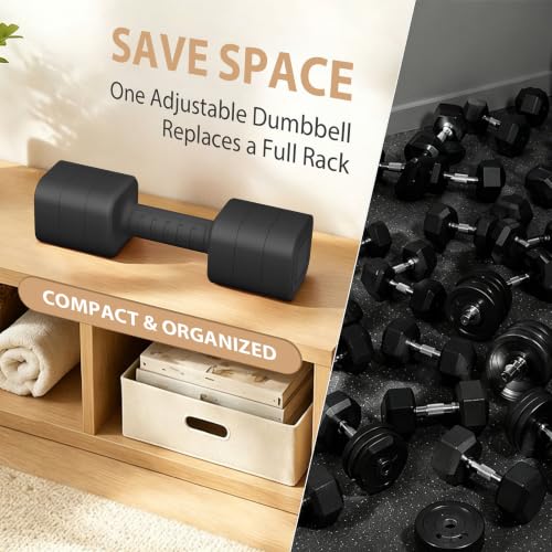 Black 20LB Adjustable Dumbbell Set of 2 for Home Gym Workout - Space Saving