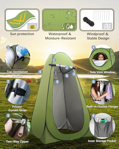Portable Toilet with Privacy Tent and Camping Accessories - Toilet and Tent Variation