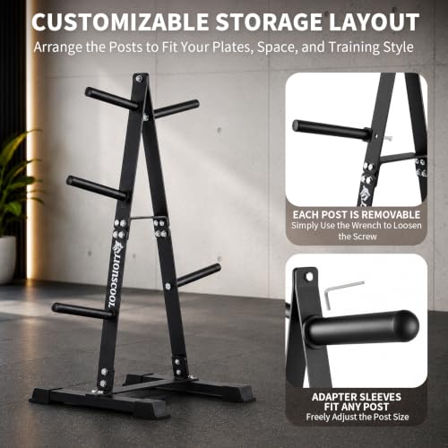 LIONSCOOL 500 lbs Heavy-Duty Weight Plate Tree Rack for 1" & 2" Plates