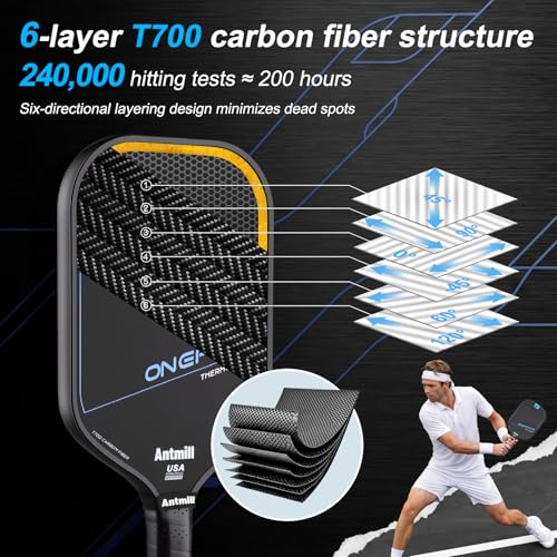 Antmill Pickleball Paddles Set of 2 - T700 Carbon Fiber, USAPA Approved