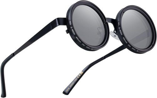 Nightshift Adjustable Tint Glasses by [Brand Name] - Round Polarized Sunglasses with ND Filter Lenses