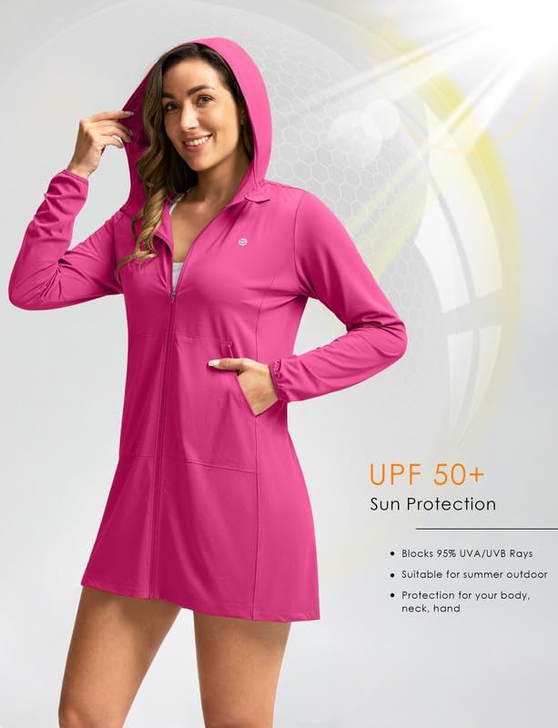 Skiennix Women's UPF 50+ Sun Protection Hoodie - Lightweight Long Jacket for Beach Wear