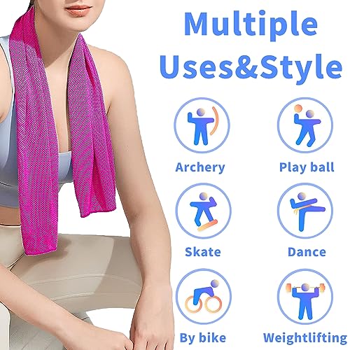 Cooling Towel 4 Pack - Black Deep Blue Deep Grey Brown 40x12 Inches Soft Breathable Ice Towel