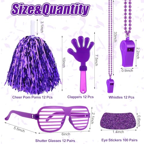 Purple Spirit Week Accessories Pack for School & Team Cheer - 148 Pieces