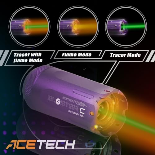 ACETECH Black BL4STER C Tracer Unit for Airsoft Green Gel BB in the Dark