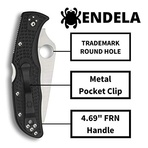 Spyderco Endela Lightweight Folding Pocket Knife - PlainEdge, Black, Versatile EDC