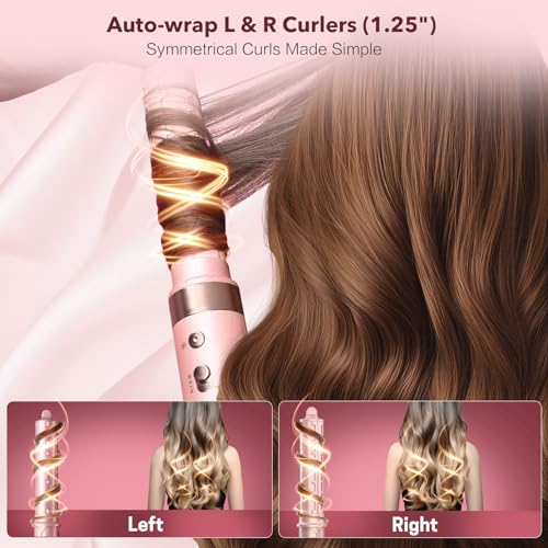 Pink StyleVibe 6-in-1 Air Styler with Hair Dryer & Auto-Wrap Curl - All Hair Types