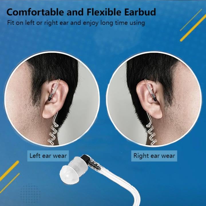 Retevis Walkie Talkie Earpiece with Mic, Comfortable Acoustic Tube, for RT22 RT68 RT21 H-777 RT86A, Compatible with Kenwood, Baofeng BF-888S/BF-T26, Pxton Walkie Talkies, Surveillance Headset(2 Pack)