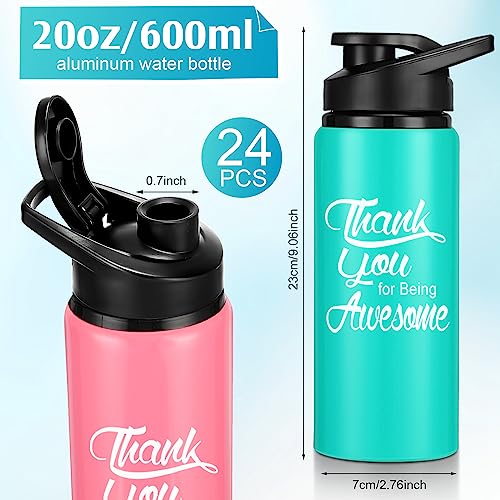 Multicolor Thank You Water Bottles Set - 24 Pack 20oz Reusable Aluminum Staff Gifts