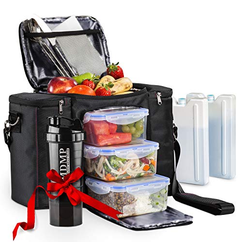 Insulated Meal Prep Lunch Bag Set with 3 Food Containers & Shaker