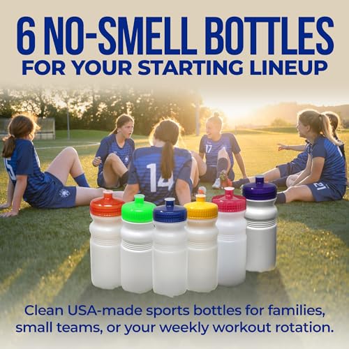USA Made Clear Frost & Rainbow Sports Water Bottles 20 oz - 6 Pack