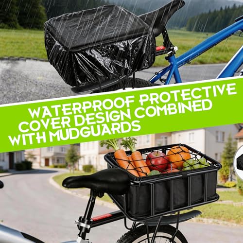 Large Capacity Bike Cargo Rack with Basket & Mudguard for Adult Bikes
