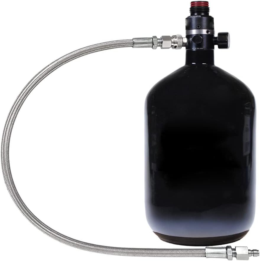 Skiennix Paintball Airsoft Fill Whip Hose - 36-Inch 4500psi Stainless Steel Charging System with 8MM Quick-Disconnect Adapter