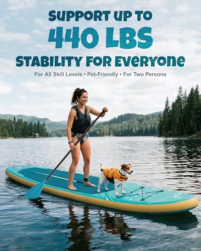 Signstek Green Extra Wide Inflatable Stand Up Paddle Board - Stable, Durable & Portable