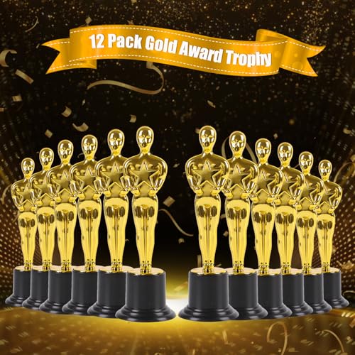 12 Pack Gold Award Trophy - 6 Inch Recognition Statues for School, Party, Game & Appreciation