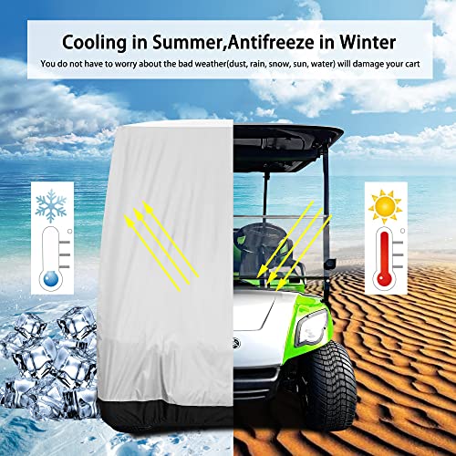 10L0L Silver Golf Cart Cover Waterproof Windproof Sunproof Fits Yamaha EZGO Club Car Lifted 2/4 Passengers