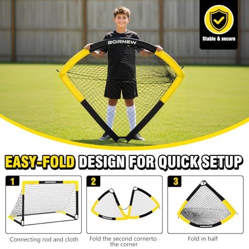 Black Yellow 6' x 4' Kid Soccer Goal and Ball Targets Set with Accessories